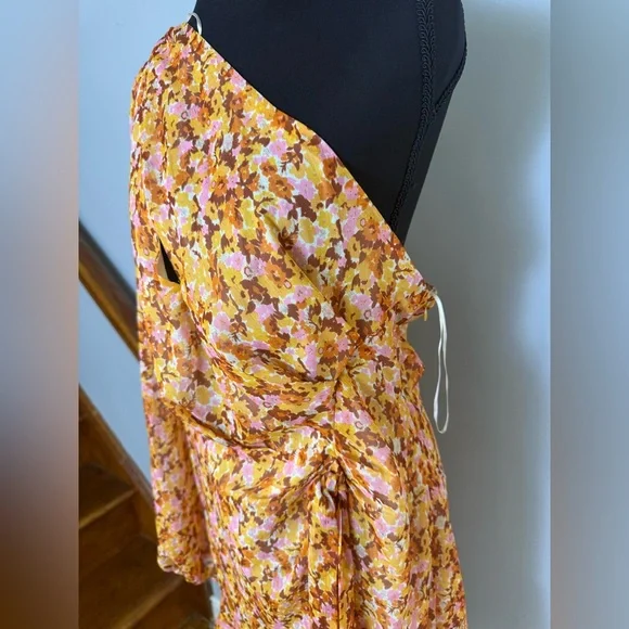 Lush Multicolor Floral one sleeve dress size XL - Picture 3 of 9